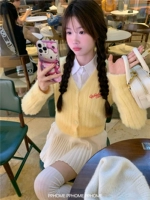 Pphome Homemed ~ Barbie Wardreobe Имитация норки для волос в трикотажные кардиган ранняя осень мягкий клейкий v -neck Короткий свитер самка