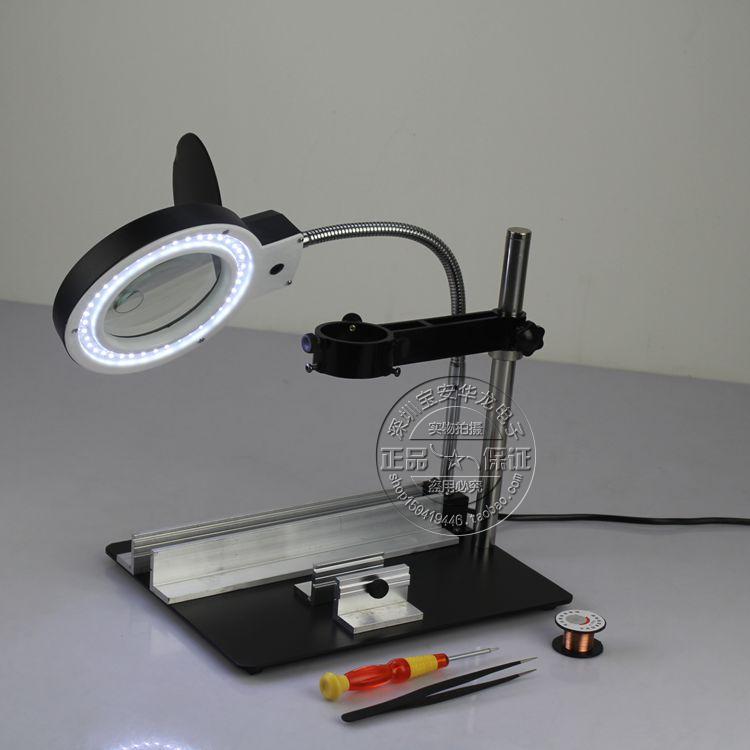 Ballroom YIHUA-628TD 8 times desktop magnifier with lamp wind gun holder jewellery LED magnifier 