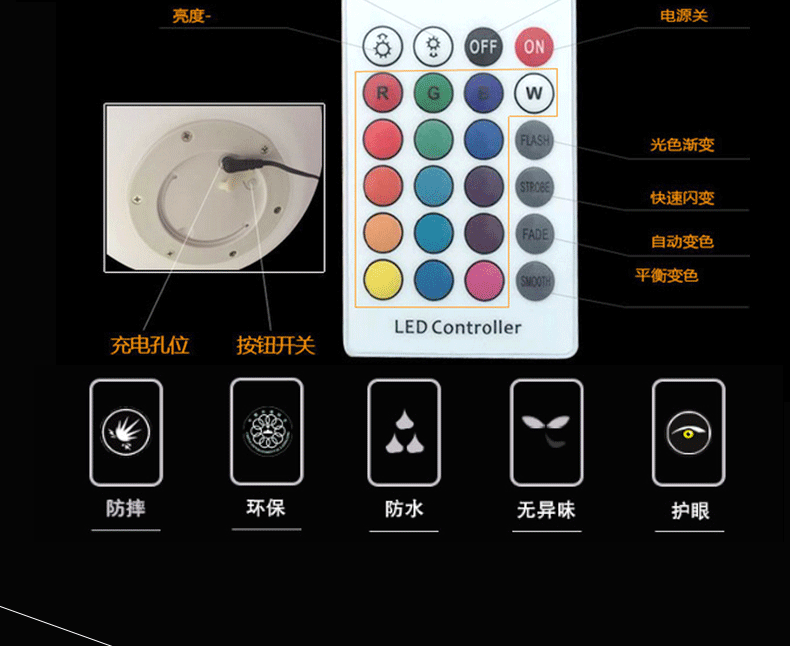 Bán hàng trực tiếp sạc LED sáng đèn bàn thanh tủ rượu KTV kiểm tra hoạt động ngoài trời chiếu sáng không thấm nước đồ nội thất - Giải trí / Bar / KTV