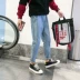 Quần jean nam phiên bản Hàn Quốc của xu hướng siêu lửa hip hop lỏng chín quần đôi bf phong cách quần âu quần kaki Crop Jeans