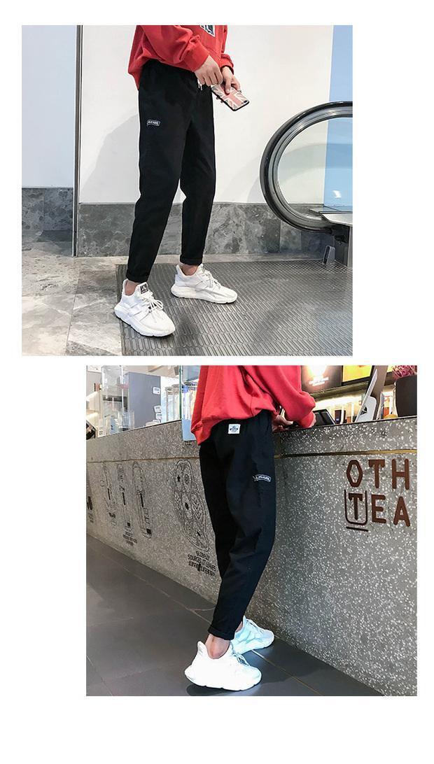 Quần jean nam phiên bản Hàn Quốc của xu hướng siêu lửa hip hop lỏng chín quần đôi bf phong cách quần âu quần giữ nhiệt nam