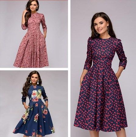 Women dress Party retro floral dresses Fashion платье