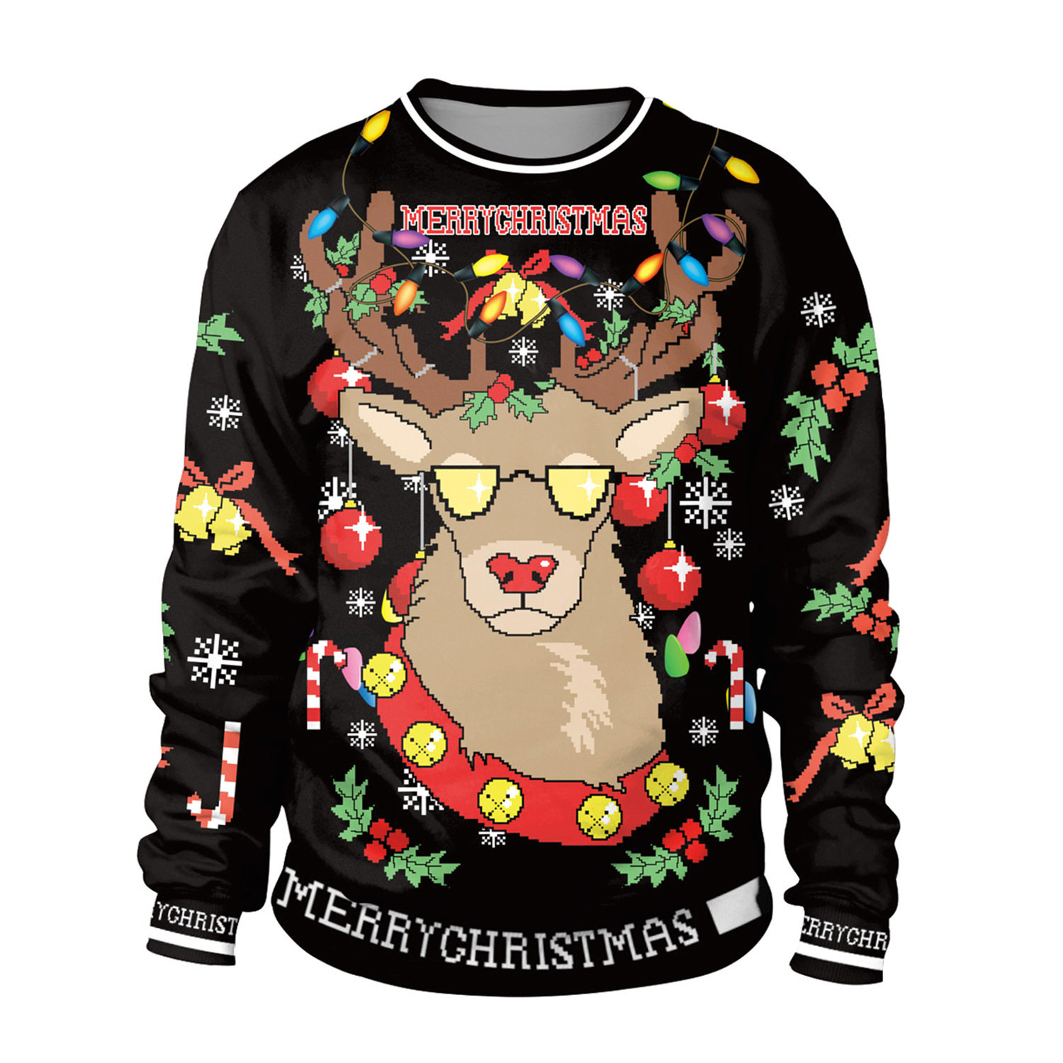 Christmas reindeer sweatshirt pullover sweater women top