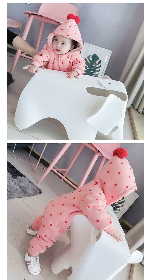 Bộ đồ liền thân mùa đông cho bé nhung và jumpsuit cho bé trai 3-6-9-12 tháng quần áo leo núi mùa đông dày ra bộ áo liền quần công chúa bé gái