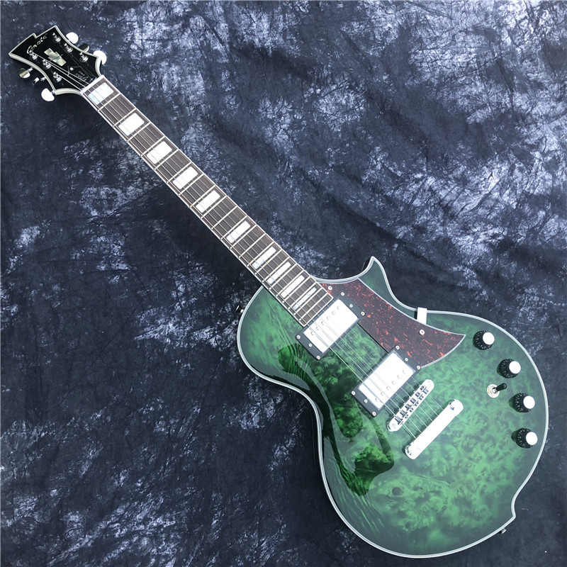 Grote manufacturers direct sales of foreign trade tail sheet solid wood LP electric guitar green tree surface