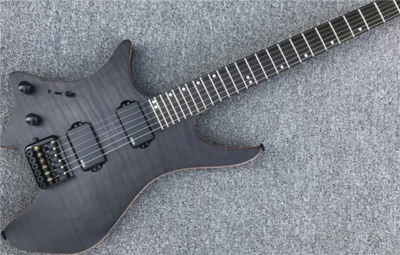 Grote factory direct red black tiger pattern backhand left-handed headless solid wood professional grade electric guitar outer single