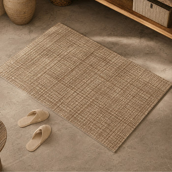 Retro style brown bathroom floor mat