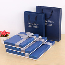 Business Blue Gift Boxes Packaging Boxes Custom Rectangular Clothes Scarves Scarves Scarves Wood Carve Picture Frame Gift Boxes