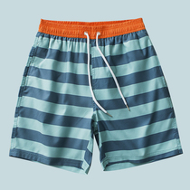 Mens quick-drying swimming trunks Beach pants Tide brand Thailand seaside resort lined spa water Park four-point striped shorts
