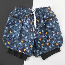 Swimming trunks mens anti-embarrassment loose size elastic boxer lined swimming trunks mens five-point pants hot spring beach pants