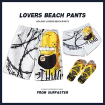 Beach pants mens Tide brand quick-dry loose size big pants cartoon coquettish couple big shorts five-point seaside holiday