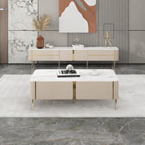Light luxury tea table living room modern simple net red small apartment type rock slab coffee table TV cabinet combination decoration home