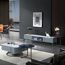 Italian rock slab square tea table modern simple light luxury small apartment living room creative coffee table TV cabinet combination