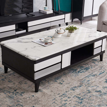 Rock slab marble coffee table TV cabinet combination modern simple glass living room home fire stone tea table dining table