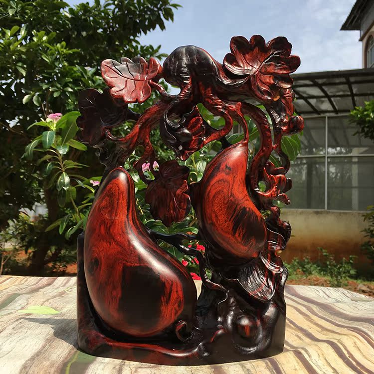 Red Wood Fu Melon Pendulum Pieces of Cairoy Branches Wood Carving Living Room Genguan Decorative process Toe Yellow Sandalwood