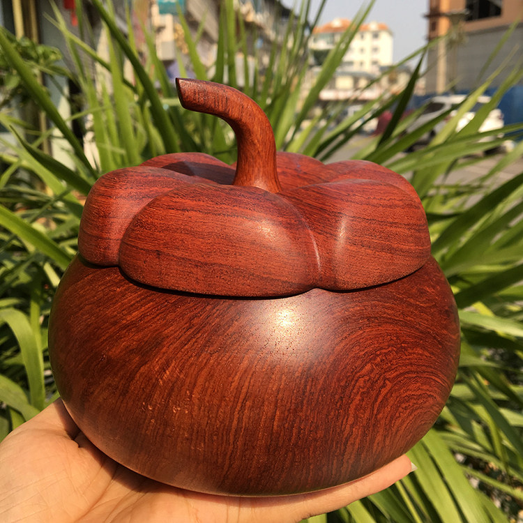 Mahogany mangosteen Fu Gua pumpkin ornaments storage debris cans Rosewood storage tea cans Big fruit Rosewood candy cans