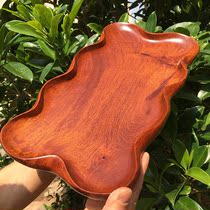 Flowers Pear Wood Tea Tray Fruit Tray Living Room Red Wood Square Dish Large Fruit Purple Sandalwood Tray Snack Tray Solid Wood Lotus Leaf Side Blemish