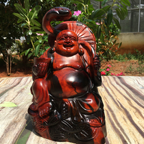 Red Wood Laughing Buddha Pendulum Pieces of Finance Great Red Acid Branches Wood Carving Living Room Xuanguan decoration Toe Yellow Sandalwood Cloth Buddha Millover