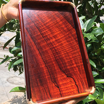 Red Acid Branches Water Corrugated Solo Board Red Wood Long Square Pan Micro Recessed Yellow Sandalwood Tray Copper Corner Tea Tray Solid Wood Living Room