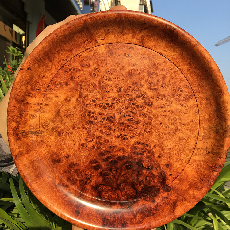 Tree Tumor Fruit Pan Full of Scar Pendulum disc Wooden Boutique Fine Flowers Full Flower Myanmar Flower Pear Wood 30CM Pendulum tray Collection