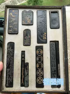 Hand roll ink set Ink ink emblem gift box Hu Kaiwen oil smoke old ink stick ink ingots boutique set collectibles