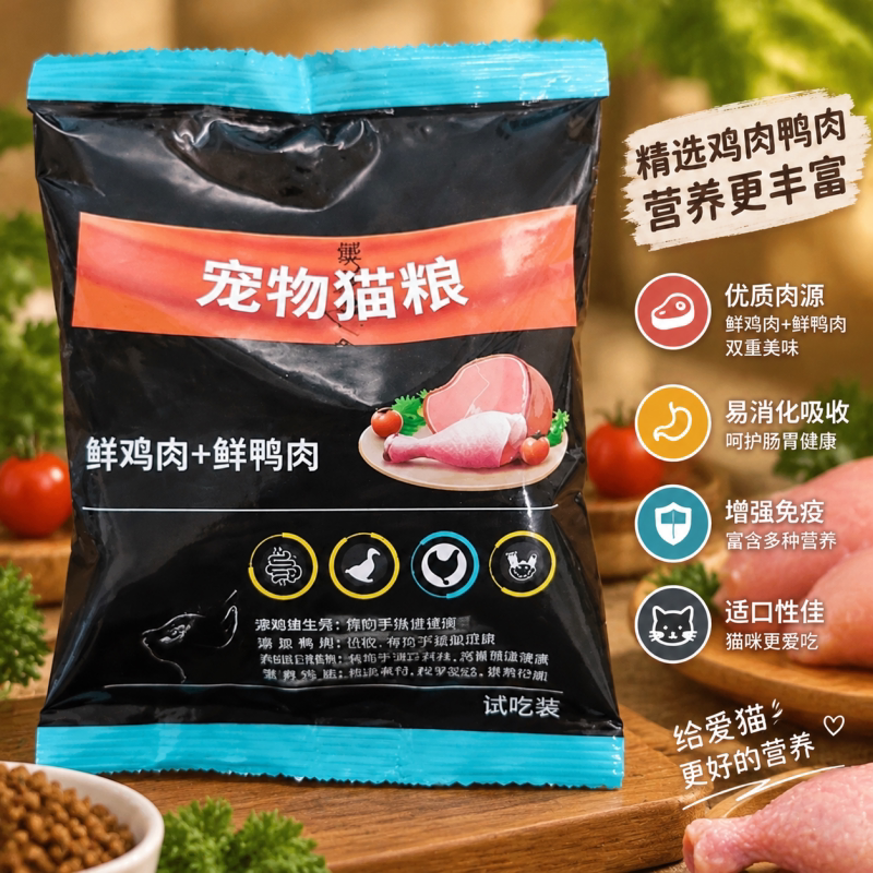 Nutritious Puffed Food for Healthy Growth, Choose the Dual-Flavor Fresh Chicken and Duck Meat Cat Food Trial Pack, Easy to Absorb and Nutritious Nutritious Puffed Food for Healthy Growth, Choose the Dual-Flavor Fresh Chicken and Duck Meat Cat Food Trial Pack, Easy to Absorb and Nutritious