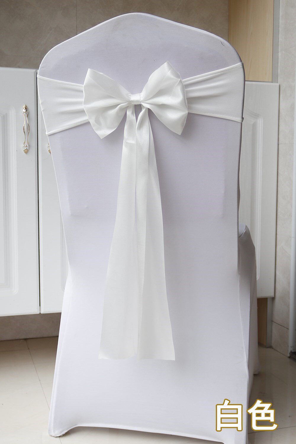 No-tie chair back flower bow chair back decoration wedding banquet streamer chair ribbon elastic direct sleeve