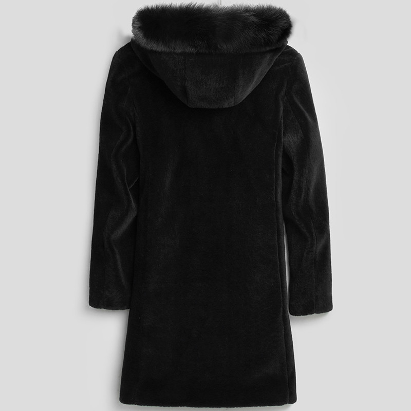 lông nhung 2020 mùa thu / mùa đông nam cừu trong một da da fox cổ áo trong một chiếc áo khoác áo khoác dài