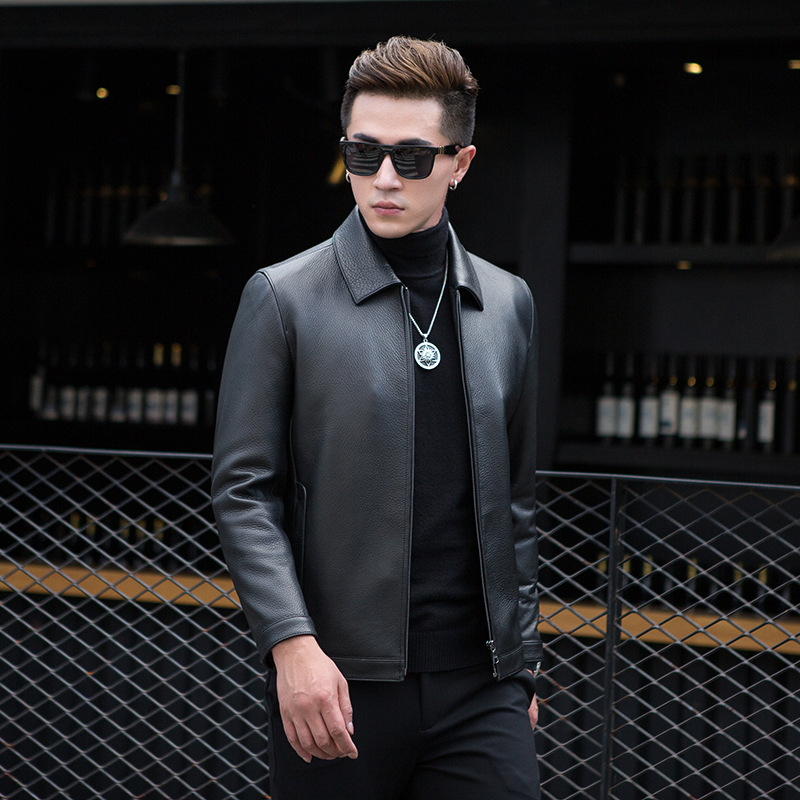 Fall Lập Thin Business Da Leather Jacket Slim ngắn thời trang áo khoác 2020 mới Men