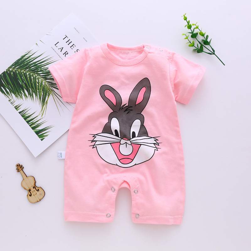 Bé sơ sinh Xiêm quần áo mùa hè cotton boy ngắn tay áo 2 bé quần áo ba 3-6 tháng nữ 5 bốn tháng