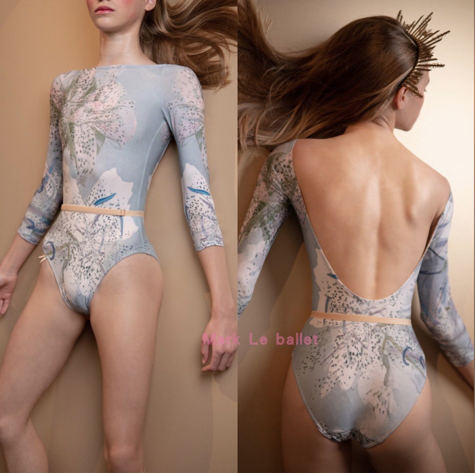 (Scheduled) Just a corpse May new blue ballet bodysuit imported swimsuit yoga practice dance printing