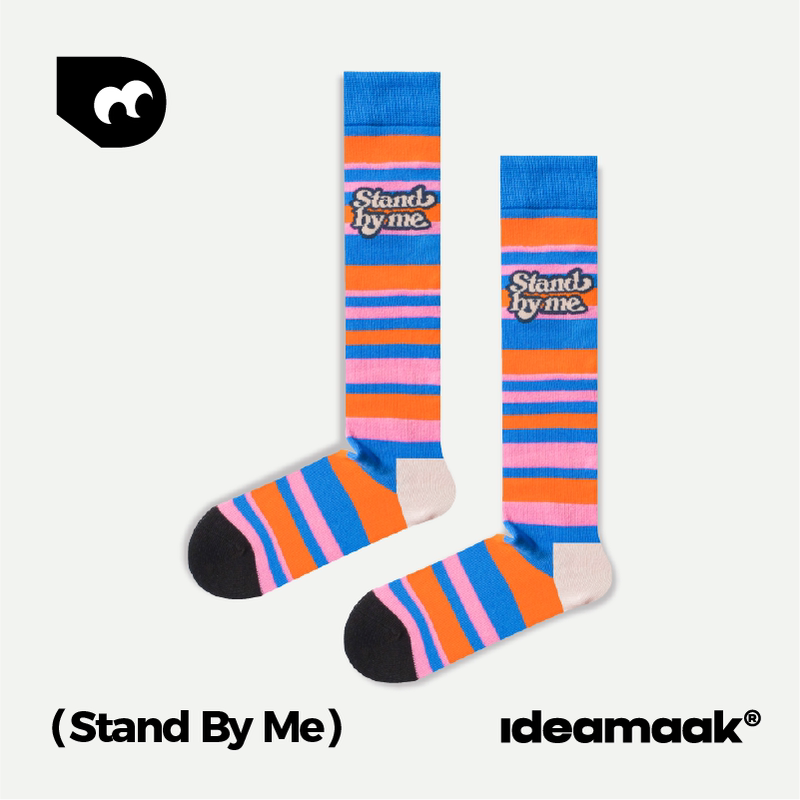 Ideamaak Striped Letter Standbyme Personalized American Retro Sports Pressure Calf Socks Cotton Dopamine