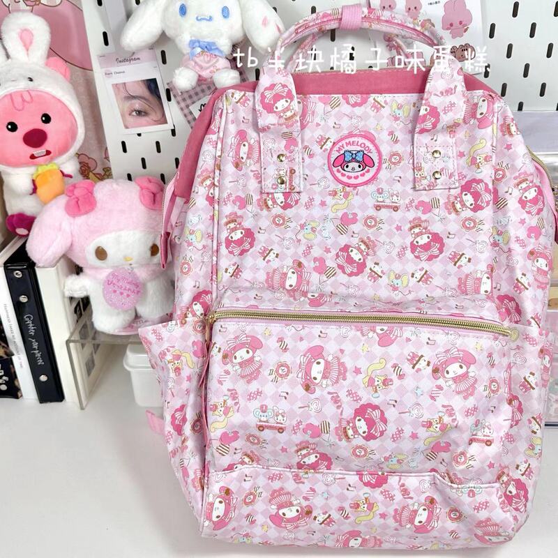 Original Pink Melody Cute Backpack Handbag 16inch Computer Bag Waterproof College Student Campus Backpack