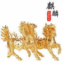 Taiwan pure copper paste gold unicorn ornament a pair of fortune home foyer living room foyer opening gift ornaments
