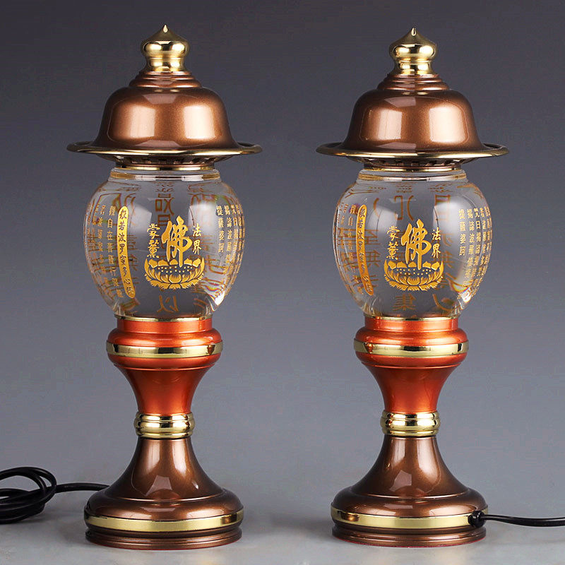 Pure copper crystal lotus Buddha lamp for Buddha lamp for Buddha lamp a pair of plug-in home led changming lamp Buddha front god table lamp