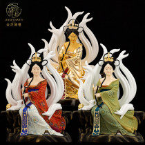 Taiwan painted gold pure copper nine tail fox like nine girls household with nine-tail girls copper statue