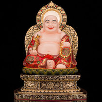 Taiwan painted copper MailoBuddha statue smiles Buddha Buddha Buddha dedicated to household recruitment god copper statue