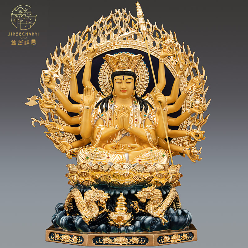 旧蔵珍品 銅製鎏金【准提菩薩】仏像涅槃 善因 繰り出せ 供物 心