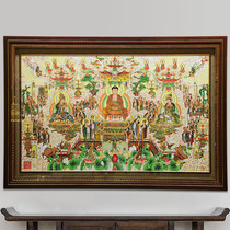 Large Zen Solid Wood Hall Decorated Painting Room Hall Buddhall Buddhall Buddhall Background Stereo Buddha Front Tea Room
