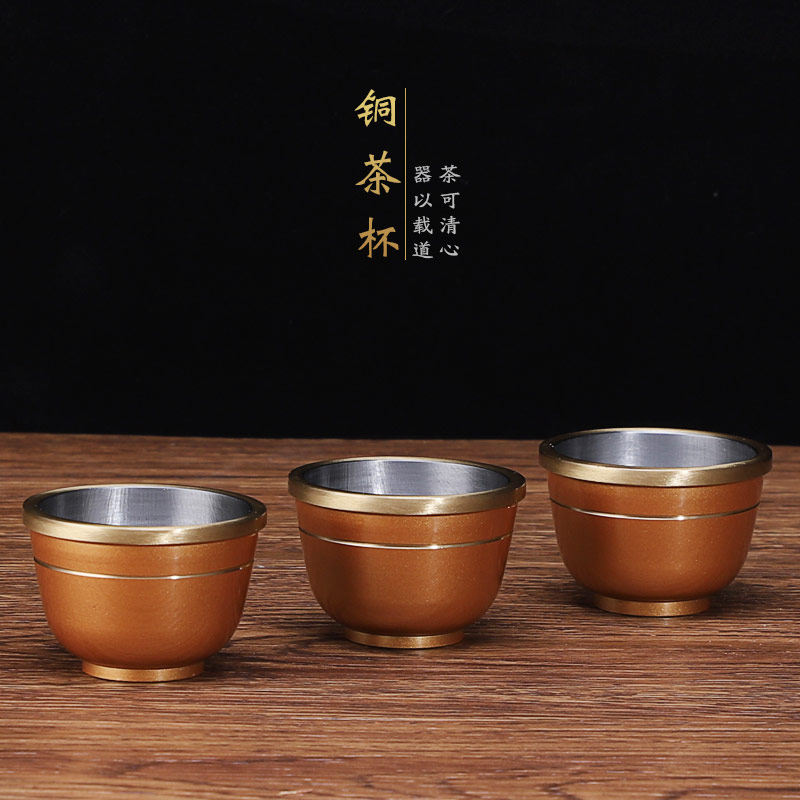 Pure copper offering cup Guan Gong God of Wealth wine cup Fu zi tea cup Water Purification cup Holy water cup Offering