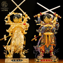 Taiwan Gilded Pure Bronze Field Marshal Statue Household with three six arms Arctic Four Holy Bronze Pig Eight Ring