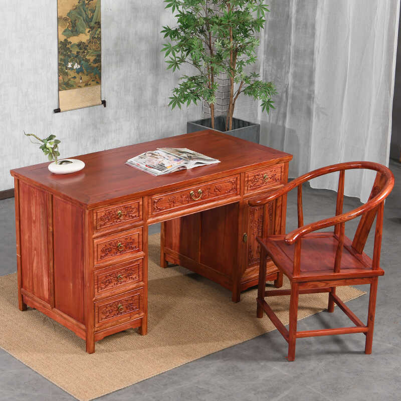 Solid Wood Office Desk Computer Desk for Traditional Chinese Medicine Clinic, Study Desk, Living Room Office Desk with Chair, Writing Desk
