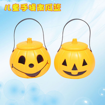 New childrens hand pumpkin basket Halloween party atmosphere Supplies Plastic Candy Bag Gift Bags Pumpkin Pail