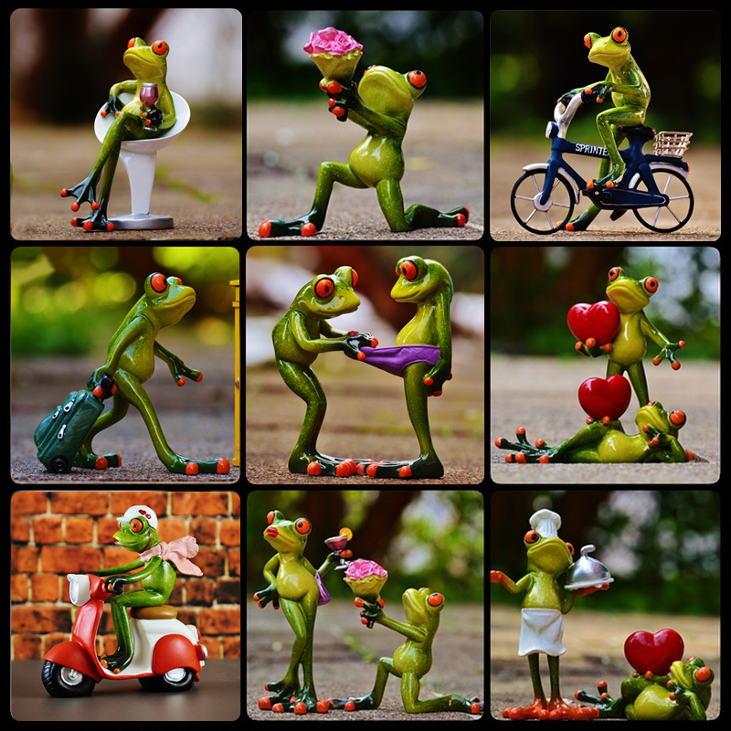 New Travel Frog Resin Figurine Desktop Living Room Wine Cabinet Decoration Window Creative Birthday Gift for Men and Women Funny