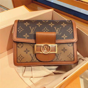 LV/路易威登女包新款MINI DAUPHINE达芙妮拼色复古邮差包