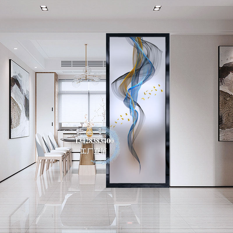 Nordic door art glass living room screen partition wall decoration Modern simple double-sided light transmittance blocking entrance