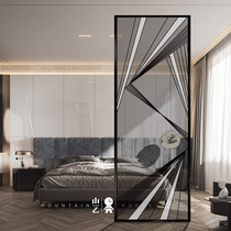 Modern minimalist art glass screen partition wall decoration double-sided light transmission entry porch bedroom wash basin