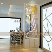 Modern simple art glass screen double-sided transparent tempered glass porch living room entry partition simple Rose Rose