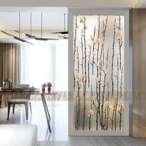 Modern art glass screen shoe cabinet partition frosted aisle porch background wall carving craft glass plum blossom