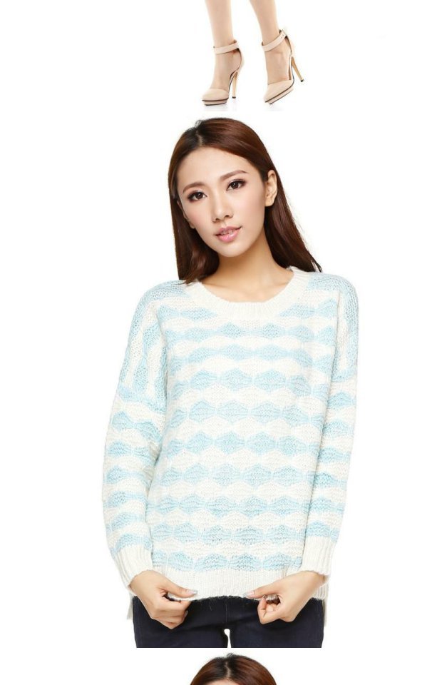 Ai Yiyi quầy hàng đích thực của phụ nữ giản dị cổ tròn lỏng lẻo kim dài tay dày áo len pha trộn 170217 310 đồ công sở nữ